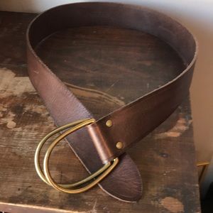 Lauren Ralph Lauren wide leather brass belt EUC